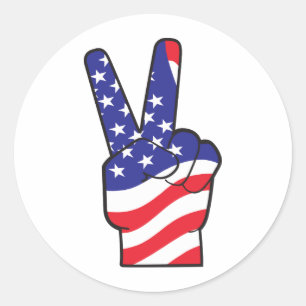 Patriotic Peace Sign Classic Round Sticker