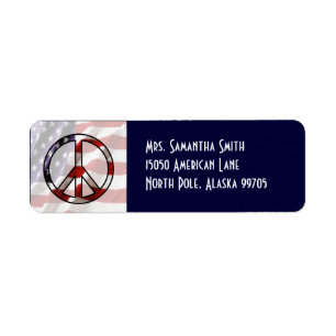 Patriotic Peace Sign Flag Address Label