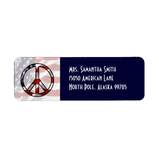 Patriotic Peace Sign Flag Address Label (Front)