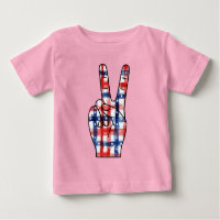 Patriotic Peace Sign Hand Abstract US Flag Pattern