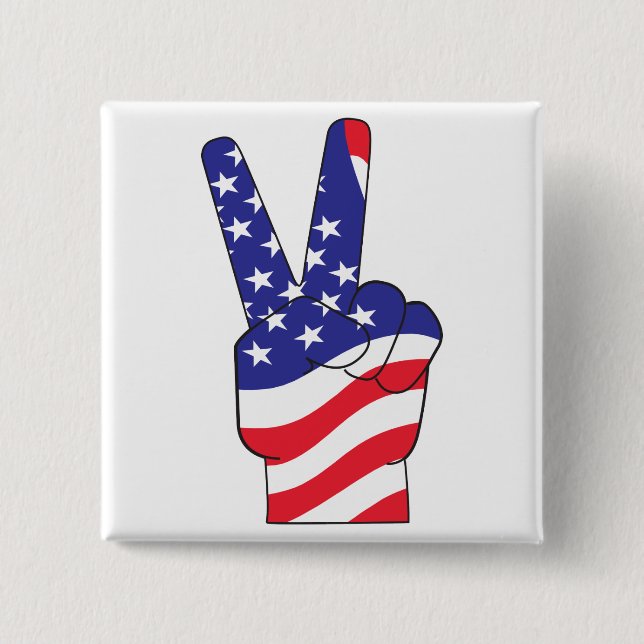 Patriotic Peace Sign USA 15 Cm Square Badge (Front)