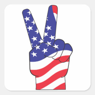 Patriotic Peace Sign USA Square Sticker