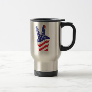 Patriotic Peace Sign USA Travel Mug