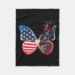 Patriotic Peace Signs 4th Of July Us Flag  Fleece Blanket