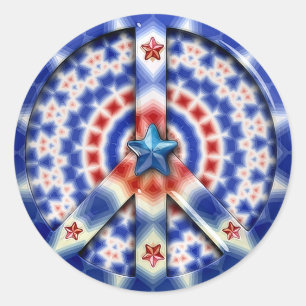 Patriotic Peace Symbol Classic Round Sticker