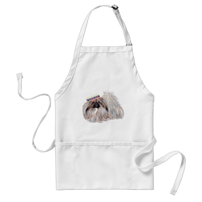 Patriotic Pekingese Cookout APRON (Front)