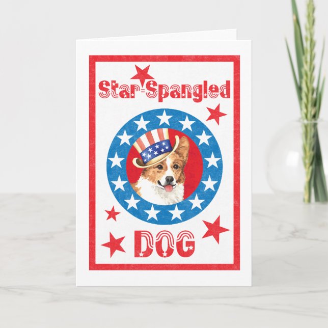Patriotic Pembroke Welsh Corgi Card (Front)