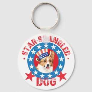 Patriotic Pembroke Welsh Corgi Key Ring