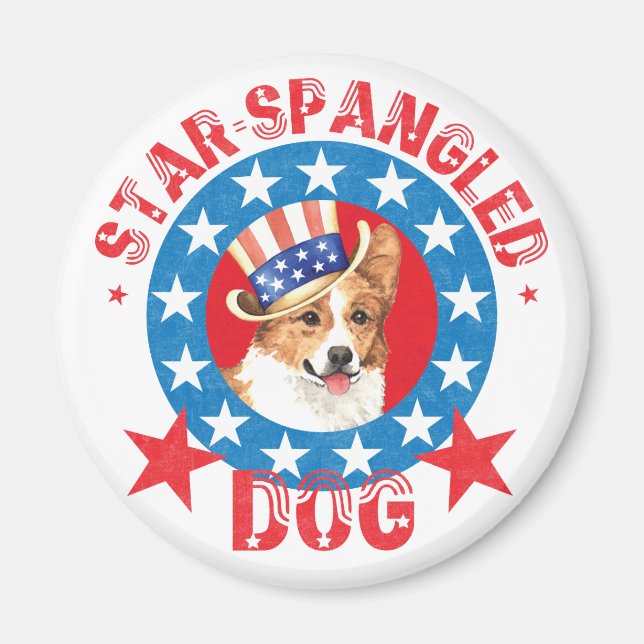 Patriotic Pembroke Welsh Corgi Magnet (Front)
