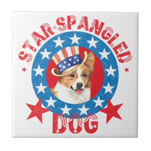 Patriotic Pembroke Welsh Corgi Tile