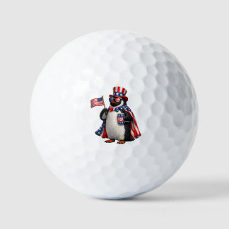 Patriotic Penguin American Flag Outfit 4th of July Golf Balls