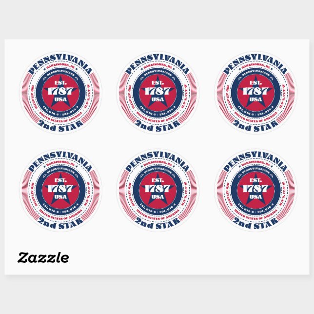 Patriotic Pennsylvania Circle Design Sticker (Sheet)