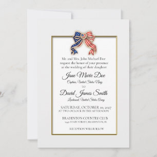 Patriotic Personalised Military Bow Wedding Invitation