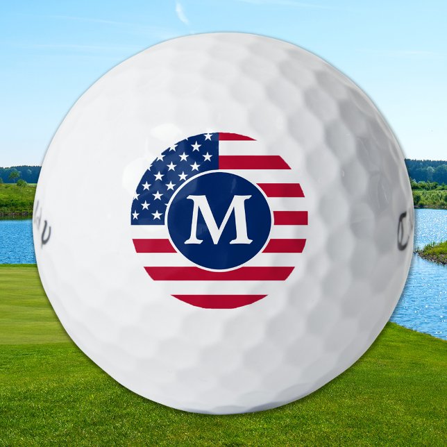 Patriotic Personalised Monogram American Flag  Golf Balls (Creator Uploaded)