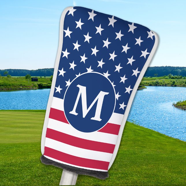 Patriotic Personalised Monogram American Flag Golf Head Cover (Creator Uploaded)