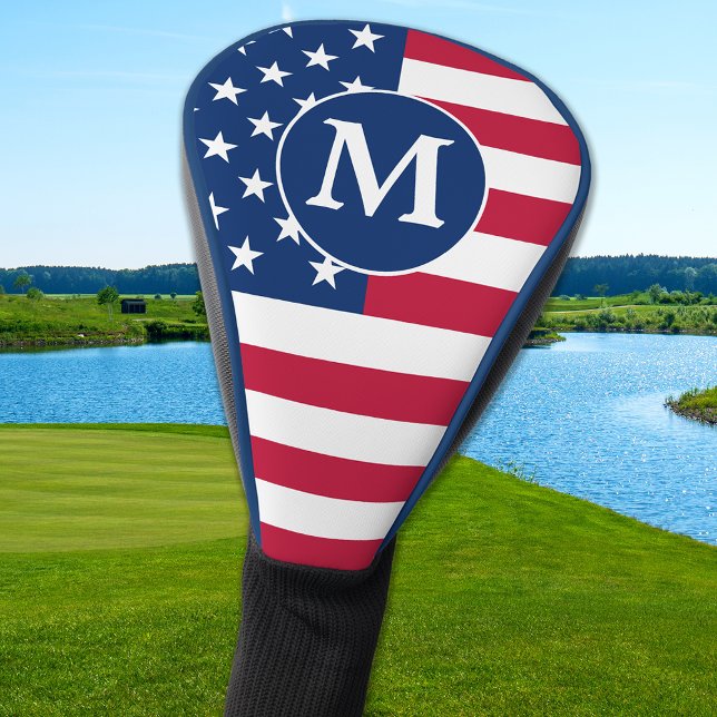 Patriotic Personalised Monogram American Flag Golf Head Cover (Creator Uploaded)