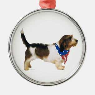 Patriotic Petit Basset Griffon Vendeen Metal Tree Decoration