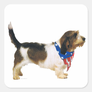 Patriotic Petit Basset Griffon Vendeen Square Sticker