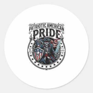Patriotic Phantom Patriot Horror Monster Patriot 4 Classic Round Sticker