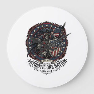 Patriotic Phantom Patriot Horror Monster Patriot 4 Large Clock