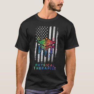 Patriotic Physical Therapist Flag USA Watercolor P T-Shirt