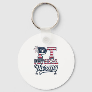 Patriotic Physical Therapy Vintage PT Shirt Design Key Ring