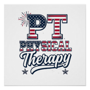 Patriotic Physical Therapy Vintage PT Shirt Design Poster