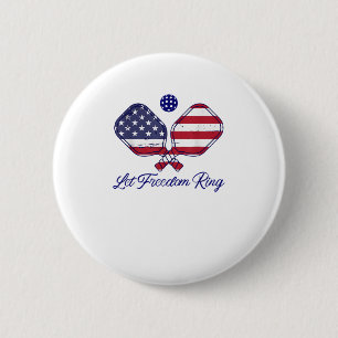 Patriotic Pickleball Let Freedom Ring 4th of July 6 Cm Round Badge