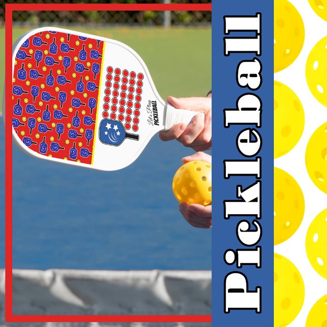 Patriotic Pickleball Red White Blue American Flag  Paddle (Patriotic Pickleball Red White Blue American Flag Pickleball Paddle)
