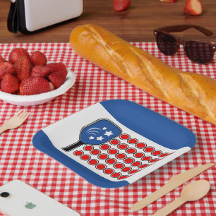 Patriotic Pickleball Red White Blue American Flag Paper Plate