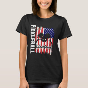 Patriotic Pickleball USA Flag Cleveland Ohio Versi T-Shirt