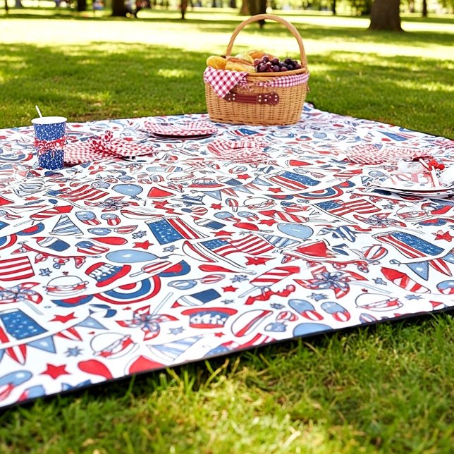 Patriotic picnic pattern  fleece blanket (Creator Uploaded)