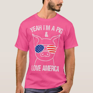 Patriotic Pig American Sunglasses Usa Funny 4th Of T-Shirt