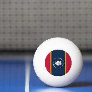 Patriotic ping pong ball with Flag of Mississippi