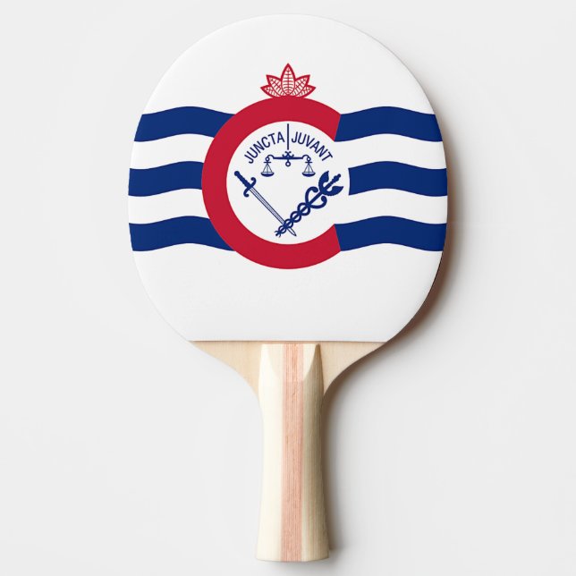 Patriotic ping pong paddle with Flag of Cincinnati (Front)