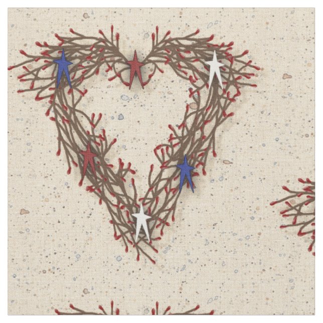 Patriotic Pip Berry Heart Fabric (Close Up)