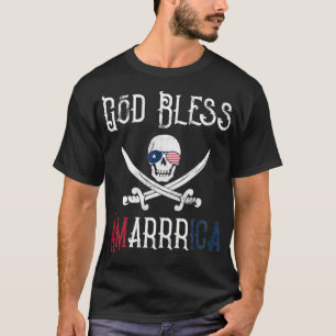 Patriotic Pirate Saying  God Bless America Arrr  T-Shirt
