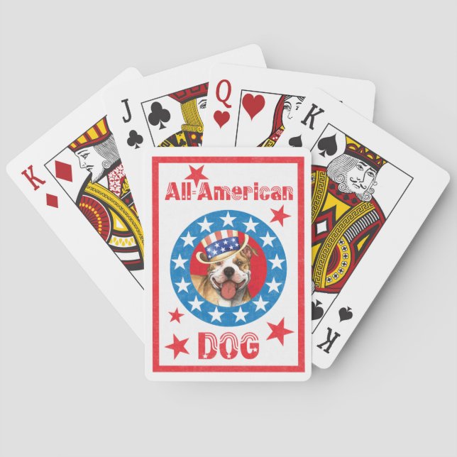 Patriotic Pit Bull Terrier Playing Cards (Back)