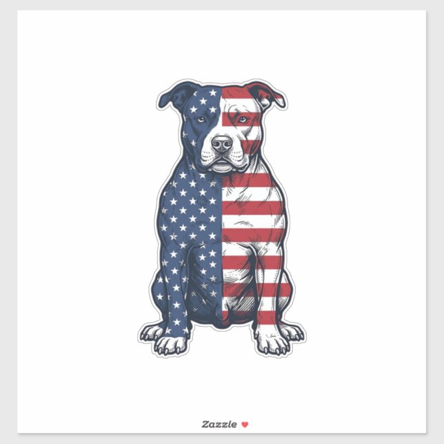 Patriotic Pit Bull Vintage Engraving Vector Design (Sheet)