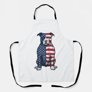 Patriotic Pit Bull Vintage Engraving Vector Design Apron