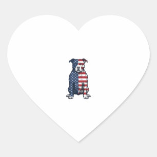 Patriotic Pit Bull Vintage Engraving Vector Design Heart Sticker