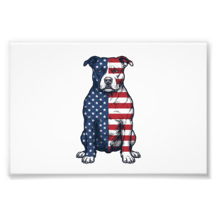 Patriotic Pit Bull Vintage Engraving Vector Design Photo Print