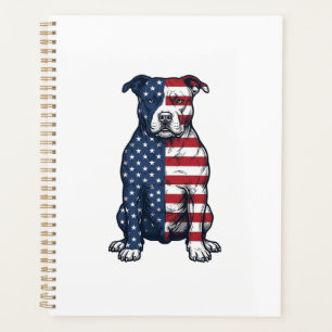 Patriotic Pit Bull Vintage Engraving Vector Design Planner