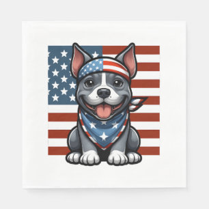 Patriotic Pitbull American Flag 4th of July BBQ Napkin