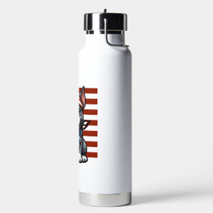 Patriotic Pitbull American Flag 4th of July BBQ Water Bottle