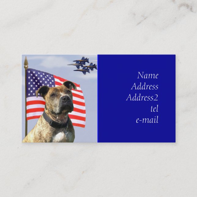 Patriotic Pitbull business card (Front)