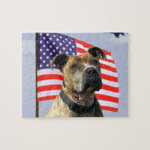 Patriotic pitbull dog jigsaw puzzle