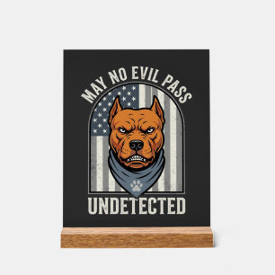 Patriotic Pitbull Guard Dog Acrylic Sign