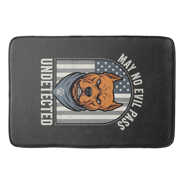 Patriotic Pitbull Guard Dog Bath Mat (Front)