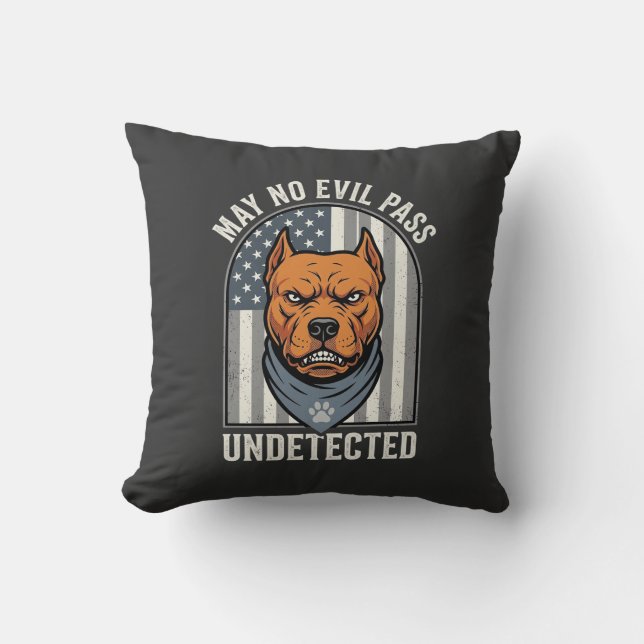 Patriotic Pitbull Guard Dog Cushion (Front)